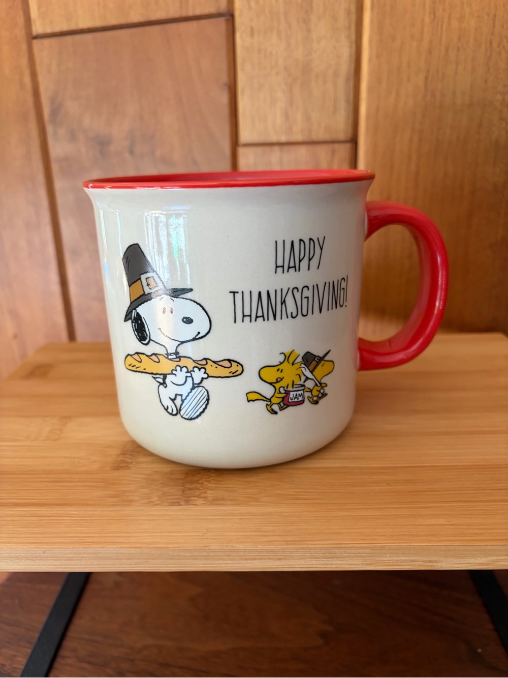 Happy Thanksgiving Snoopy & Woodstock Large Ceramic Mug. PEANUTS. Fall Colors